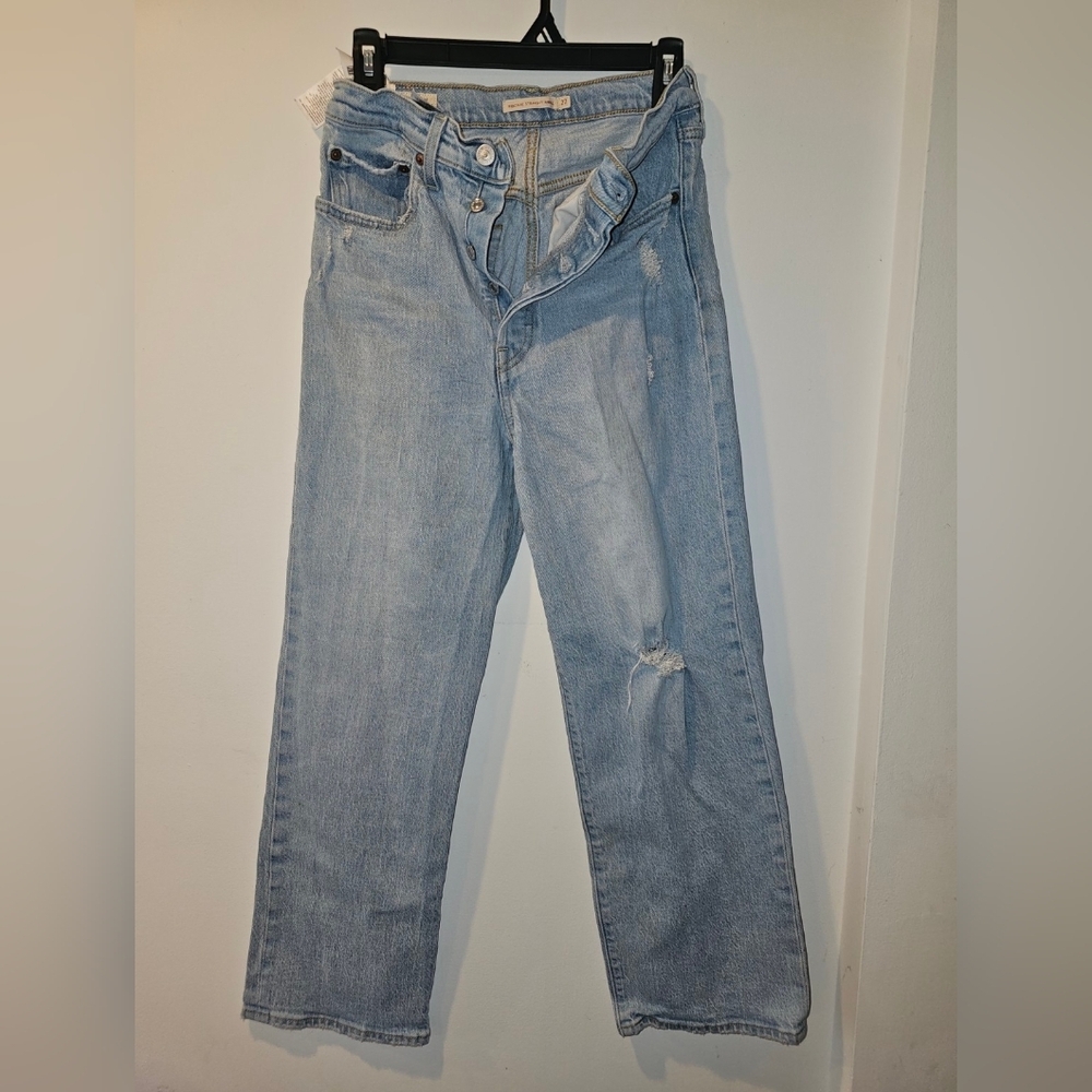 Levi's Premium Ribcage Straight Ankle Jeans Light Wash Size 27 High Rise Denim - Picture 2 of 5